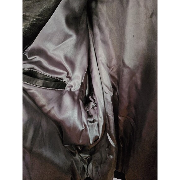 Sean John Black Leather Bomber Jacket Men’s XXL Genuine Leather with Ribbed Trim - Picture 7 of 8